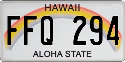 HI license plate FFQ294