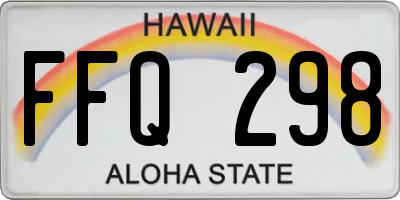 HI license plate FFQ298