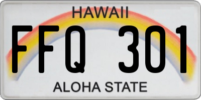 HI license plate FFQ301