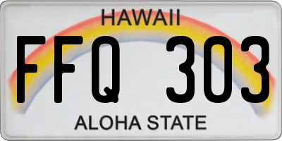 HI license plate FFQ303