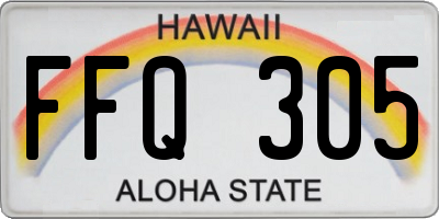 HI license plate FFQ305