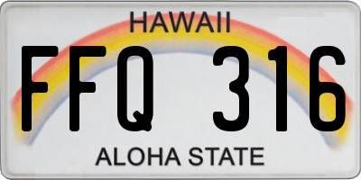 HI license plate FFQ316