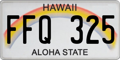 HI license plate FFQ325