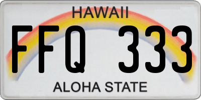 HI license plate FFQ333