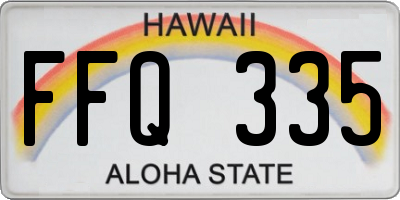 HI license plate FFQ335