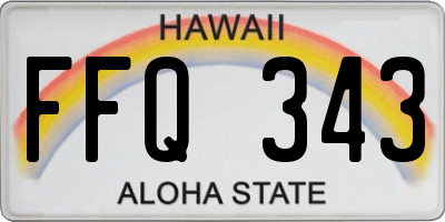 HI license plate FFQ343
