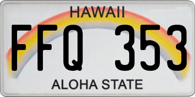 HI license plate FFQ353