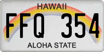 HI license plate FFQ354