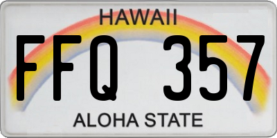 HI license plate FFQ357