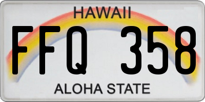 HI license plate FFQ358