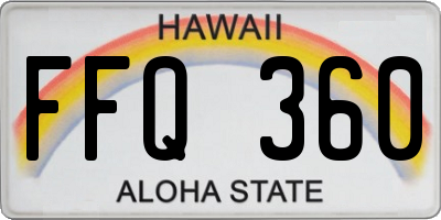 HI license plate FFQ360