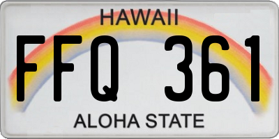 HI license plate FFQ361