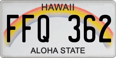HI license plate FFQ362