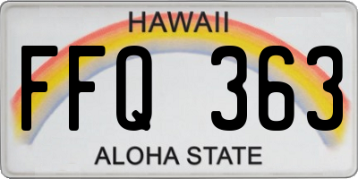 HI license plate FFQ363