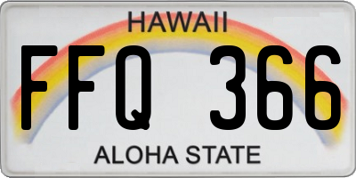 HI license plate FFQ366