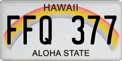 HI license plate FFQ377