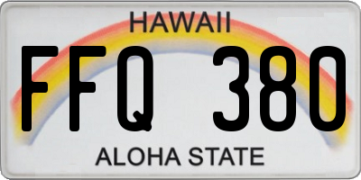 HI license plate FFQ380