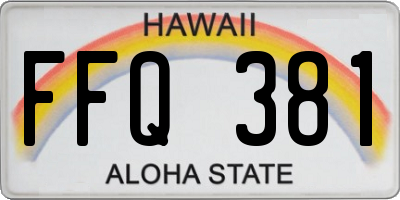 HI license plate FFQ381