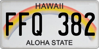 HI license plate FFQ382