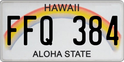 HI license plate FFQ384