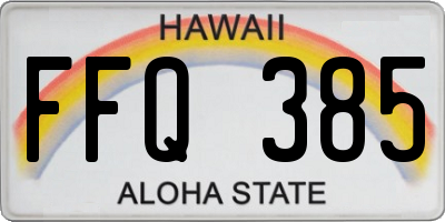 HI license plate FFQ385