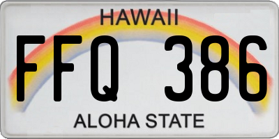 HI license plate FFQ386