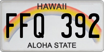 HI license plate FFQ392