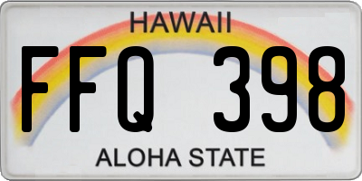 HI license plate FFQ398