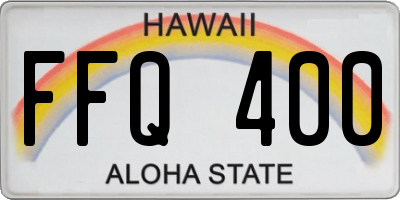 HI license plate FFQ400