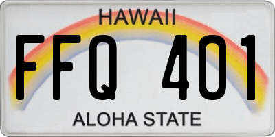 HI license plate FFQ401
