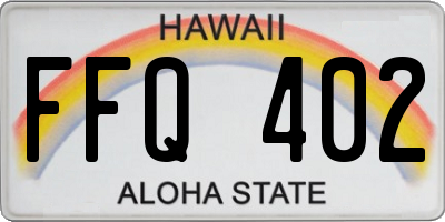 HI license plate FFQ402