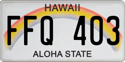 HI license plate FFQ403