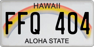 HI license plate FFQ404