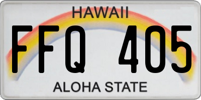 HI license plate FFQ405