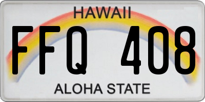 HI license plate FFQ408