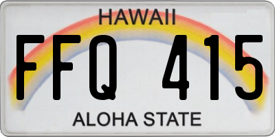 HI license plate FFQ415