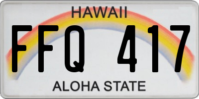 HI license plate FFQ417