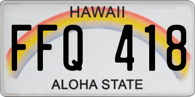 HI license plate FFQ418