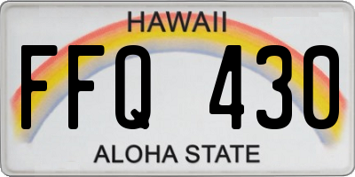 HI license plate FFQ430