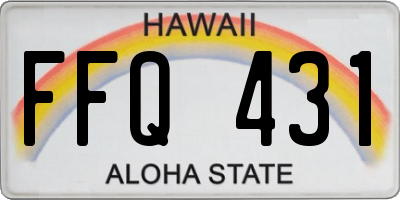 HI license plate FFQ431