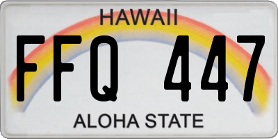 HI license plate FFQ447