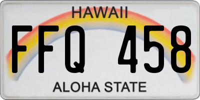 HI license plate FFQ458