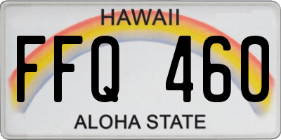 HI license plate FFQ460