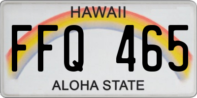 HI license plate FFQ465