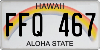 HI license plate FFQ467