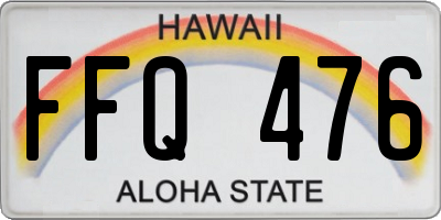 HI license plate FFQ476