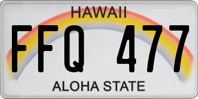 HI license plate FFQ477