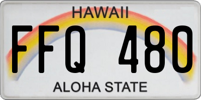 HI license plate FFQ480