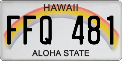 HI license plate FFQ481