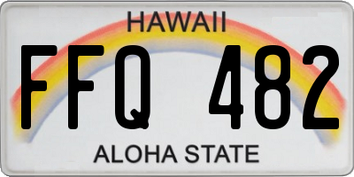 HI license plate FFQ482